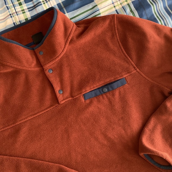 Dark brick and navy fleece jacket - Picture 3 of 17